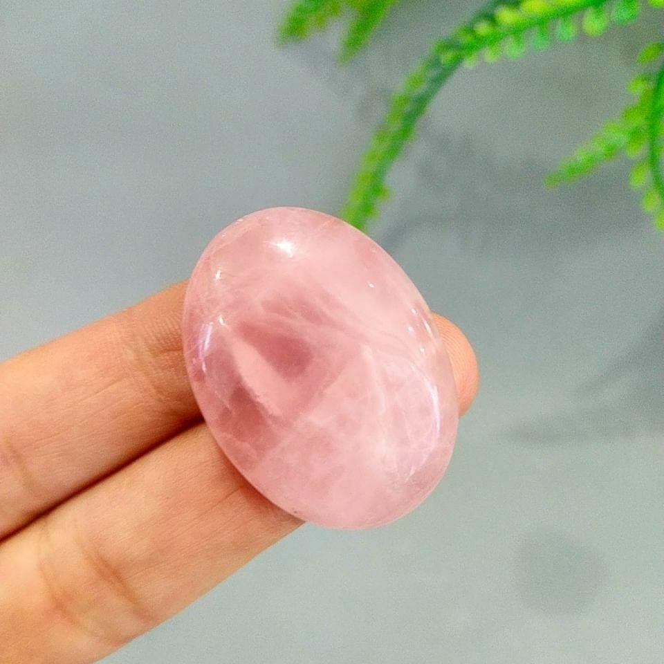 Pembe Kuvars Doğal Taş Kabaşon P86
