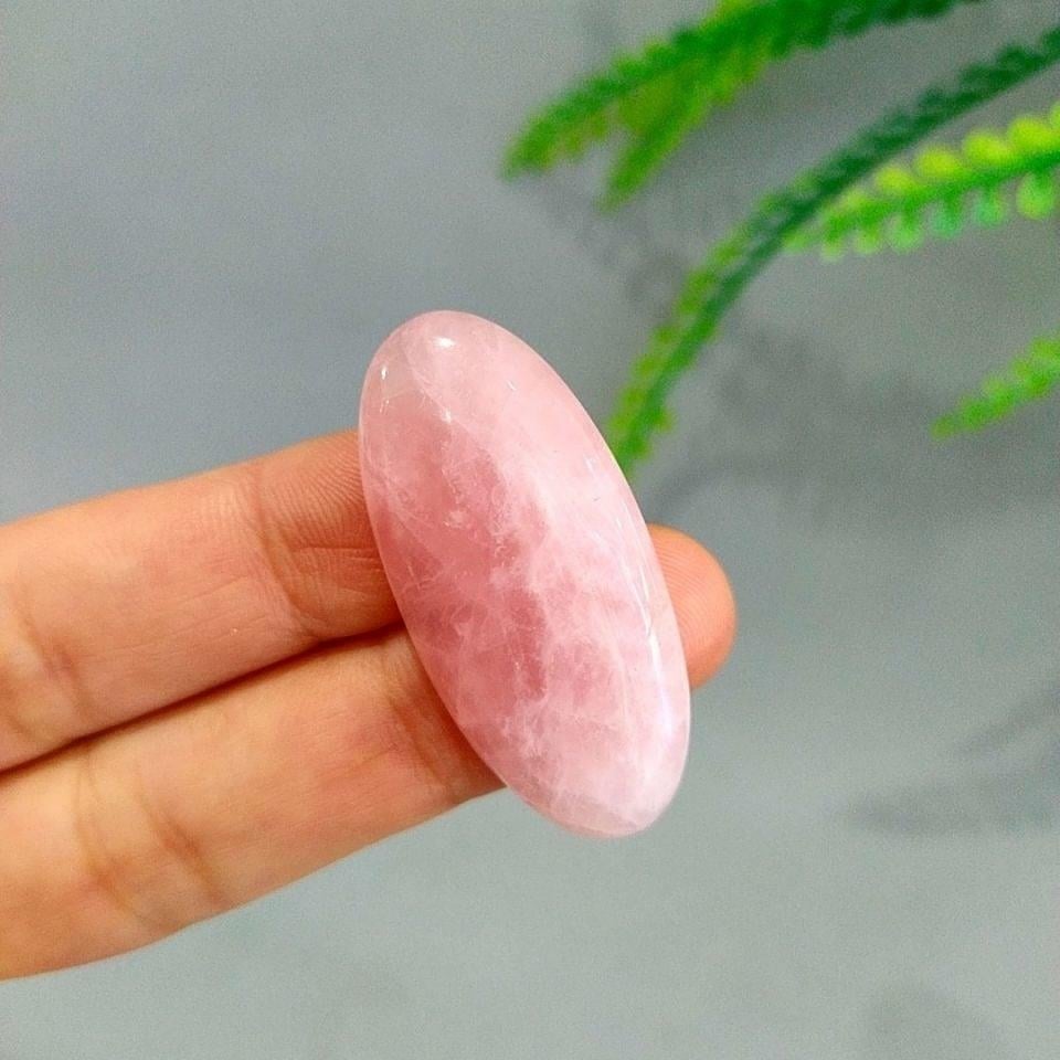 Pembe Kuvars Doğal Taş Kabaşon P94