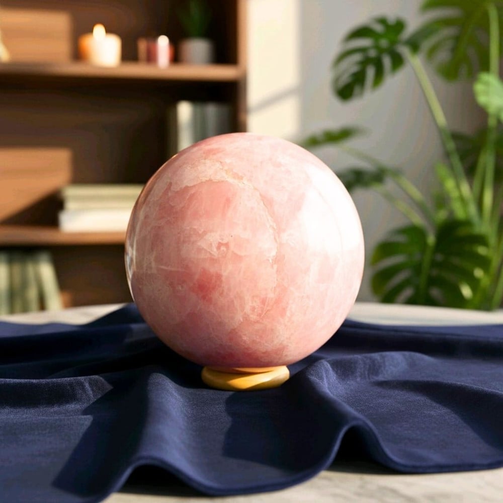 Pembe Kuvars Doğal Taş Küre – MNR1169