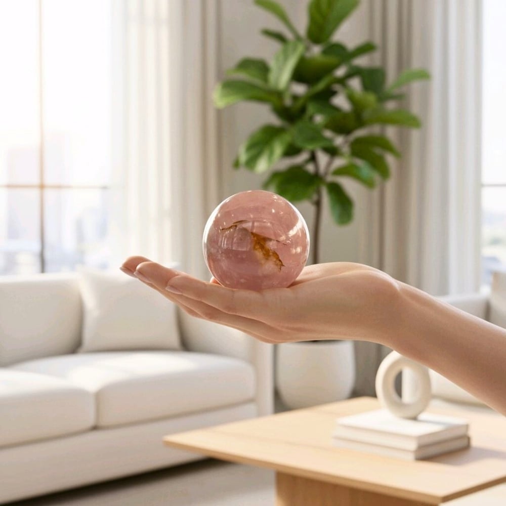 Pembe Kuvars Doğal Taş Küre – MNR1170