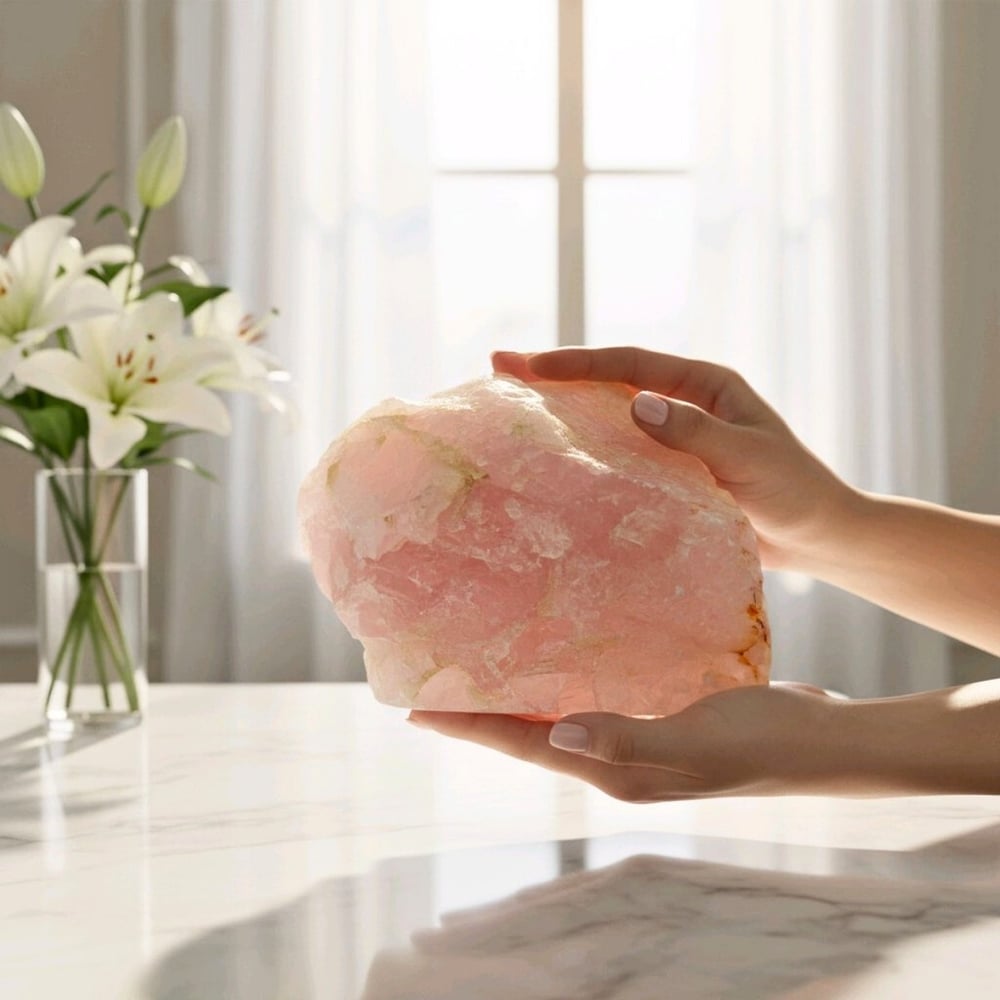 Pembe Kuvars Ham Doğal Taş Kütle – MNR1159