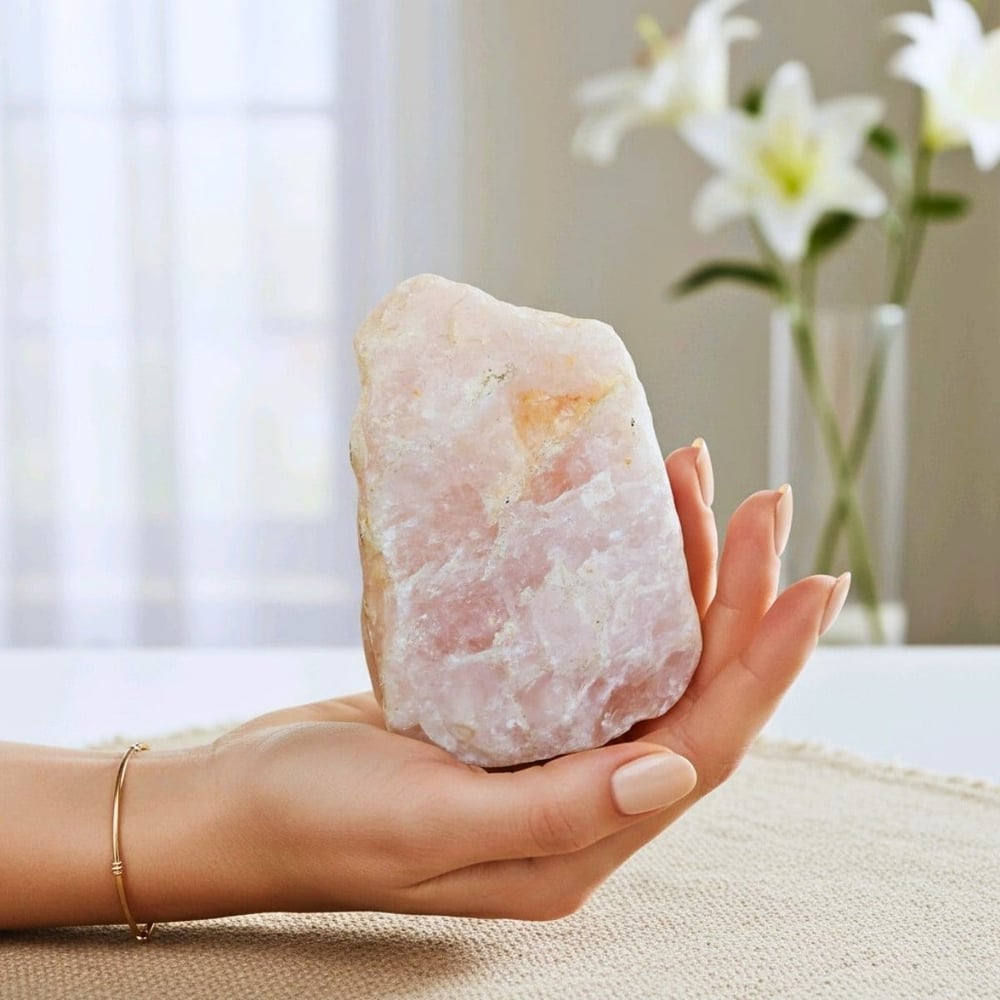 Pembe Kuvars Ham Doğal Taş Kütle – MNR1162