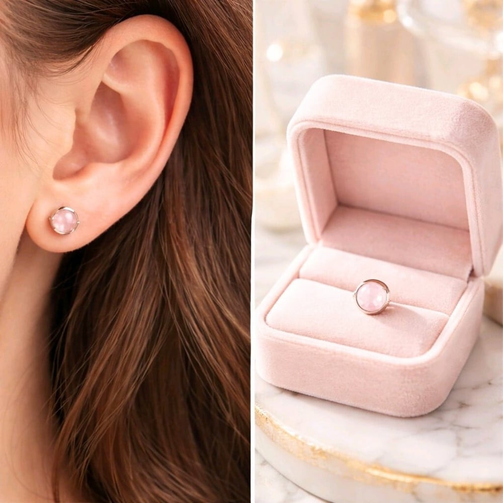 Pembe Kuvars Özel Tasarım Küpe – KP1053
