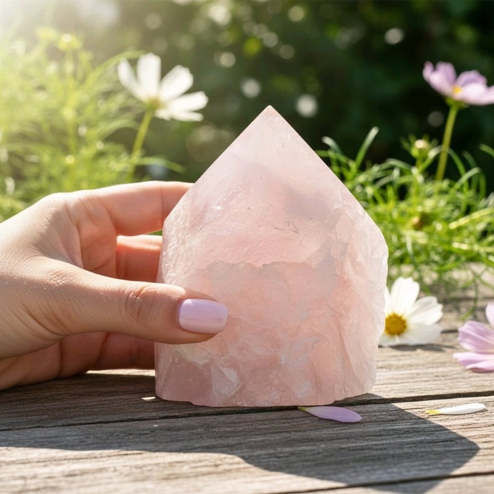 Pembe Kuvars Taşı Prizma Kule – MNR1166