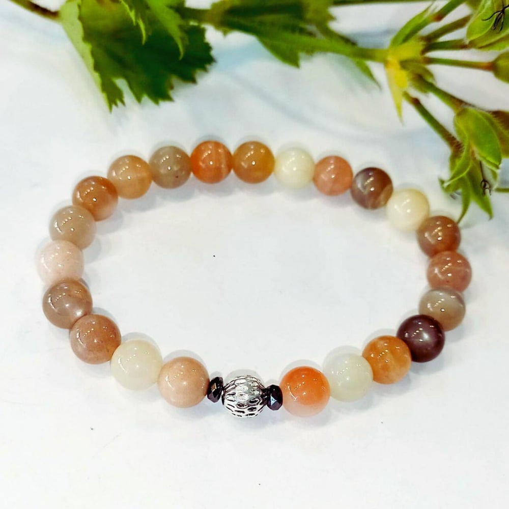 Rainbow Mondstein Natursteinarmband – BLK635
