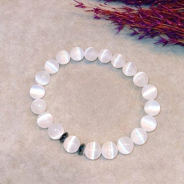 Selenit Natursteinarmband 8 mm – BLK488