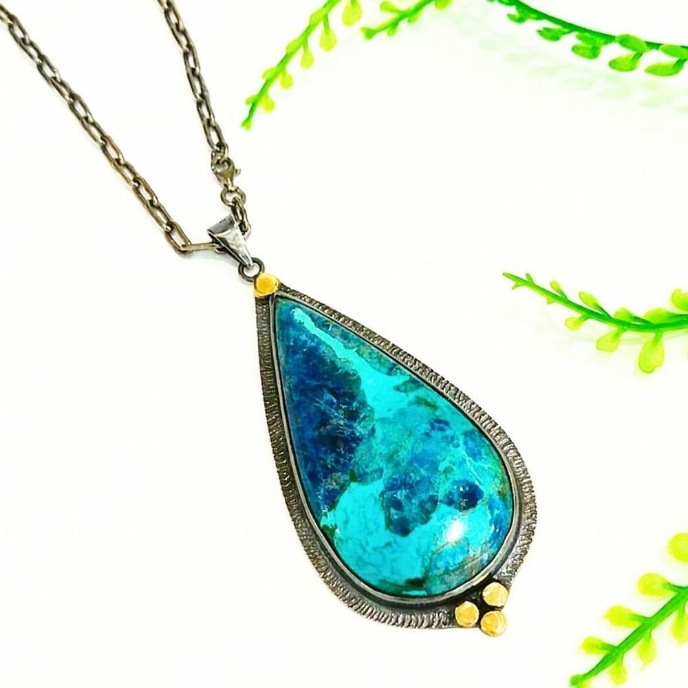 Shattuckite Taşı Özel Tasarım Kolye