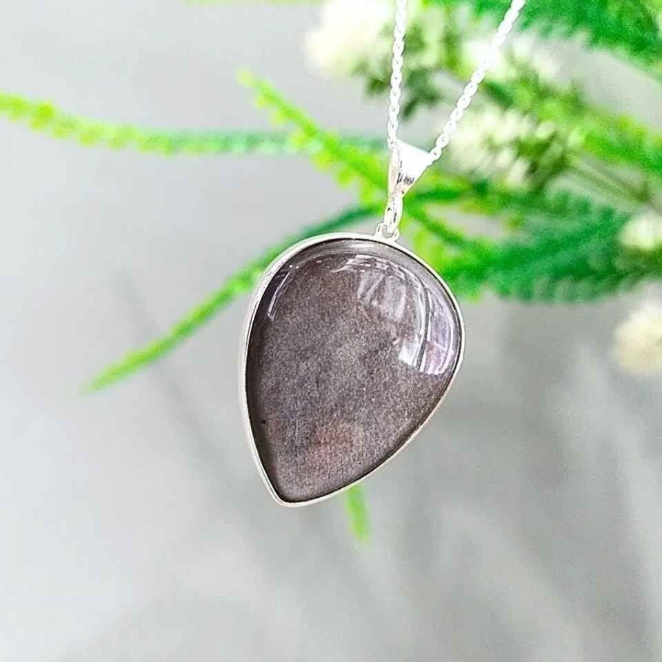 Silver Obsidyen Taşı Kolye O07