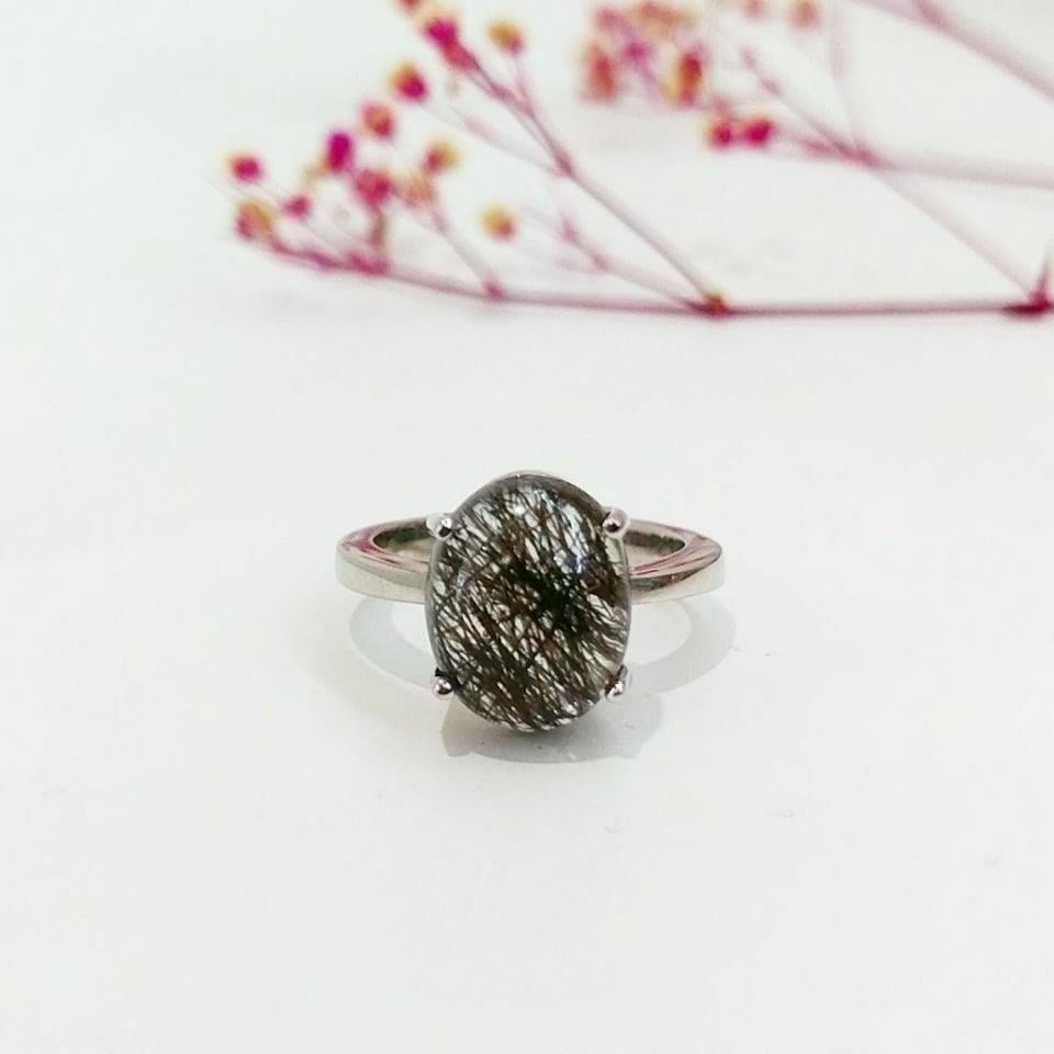 Turmalin Geçişli Kuvars Taşı Yüzük K699