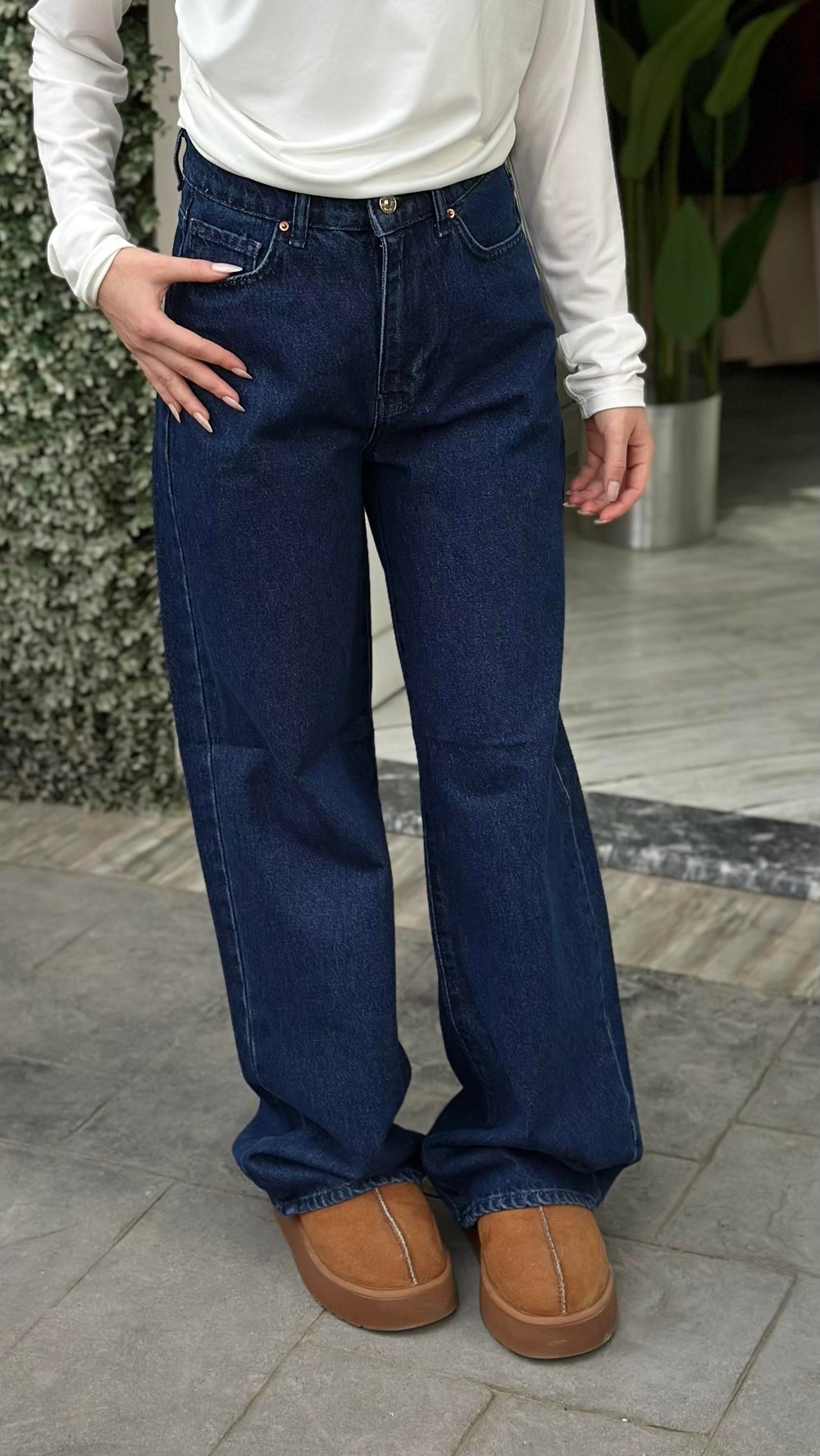 Geniş Paça Kot Pantolon Lacivert