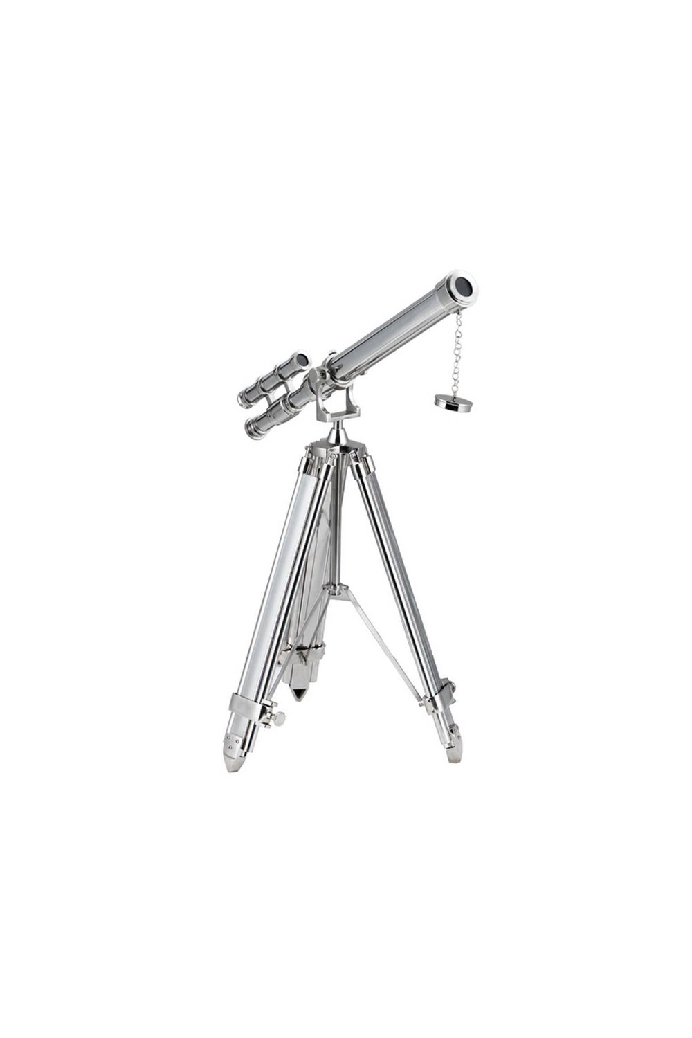 DECORATIVE FLOOR TELESCOPE ON TRIPOD (NICKEL)