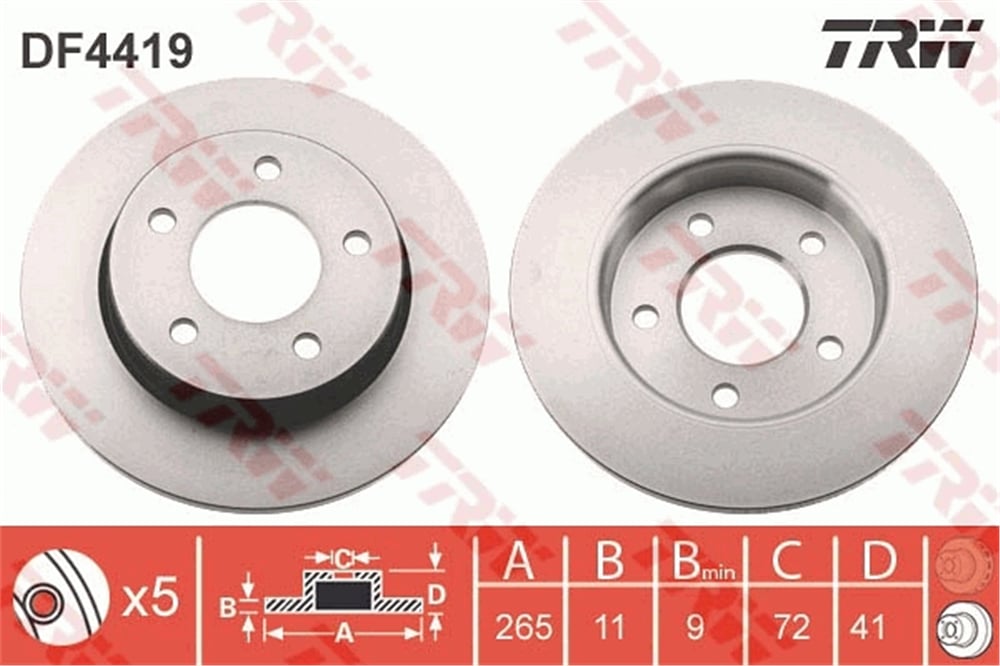 FREN DİSKİ ARKA BOYALI, 5 BİJON, 265 MM MAZDA 3 1.3-1.6-2.0 03-09, 1.6 Dİ T 04-09 