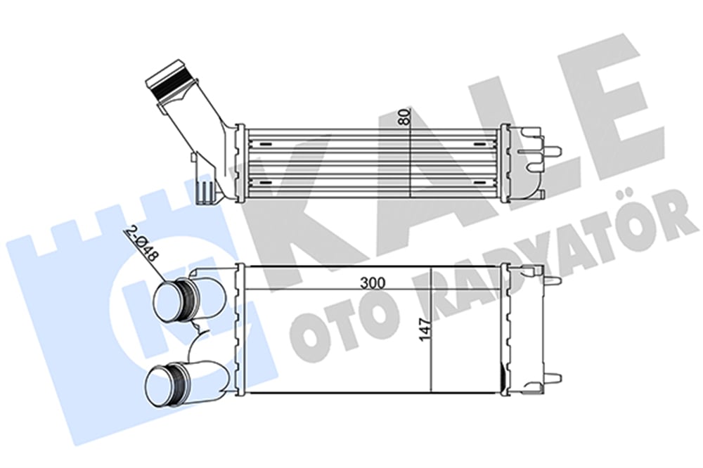 TURBO RADYATÖRÜ (INTERCOOLER) AL/PL/BRZ CITROEN BERLINGO 1.6 HDI 08=>, PEUGEOT PARTNER TEPEE 1.6 HDI 16V 08=>, 1.6 HDI 10=> 300X147X76MM 