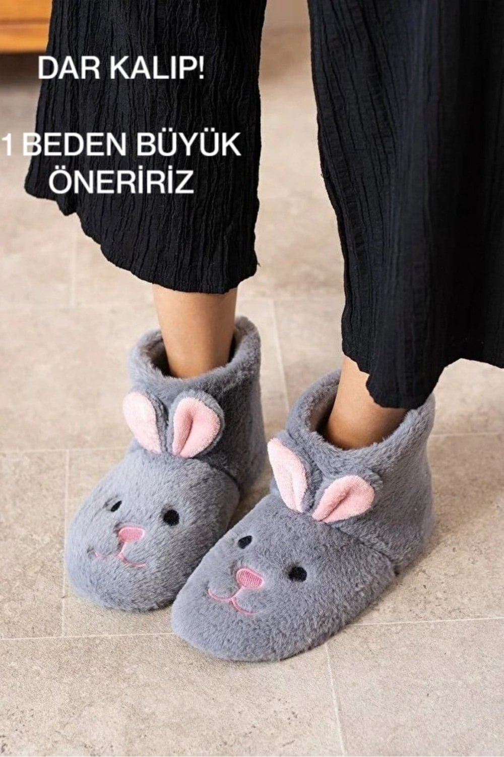 Günlük Kadın Tavşan Figürlü Panduf Ev Botu