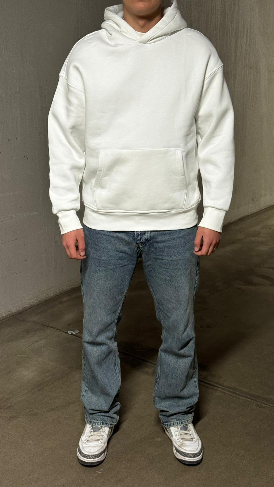 Beyaz Oversize  Unisex  Hoodie
