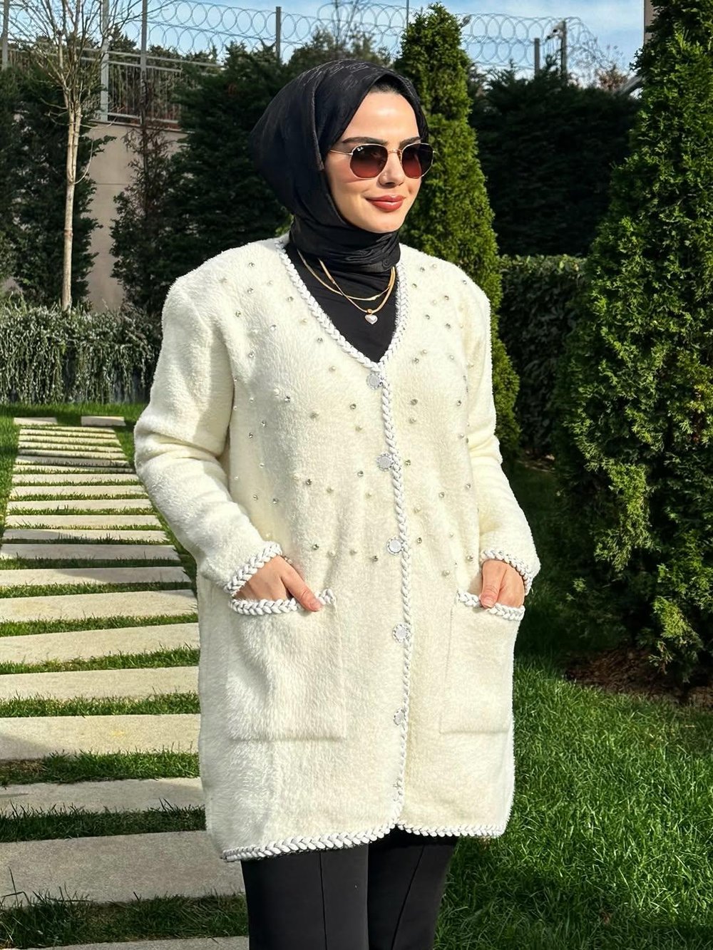 Angora Hasır Örgü Hırka