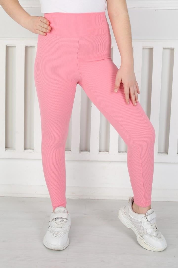 Dar Paça Birinci Kalite Fitilli Kumaş Pembe Kız Çocuk Günlük Tayt