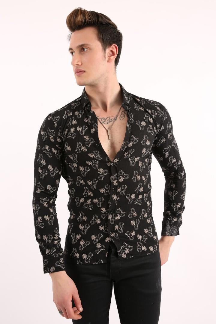 Erkek Günlük Desenli Slim Fit Gömlek