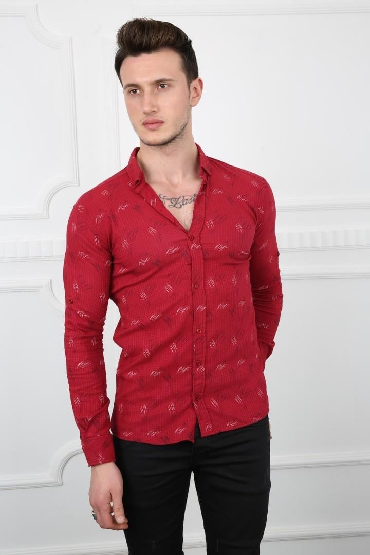 Erkek Günlük Desenli Slim Fit Gömlek