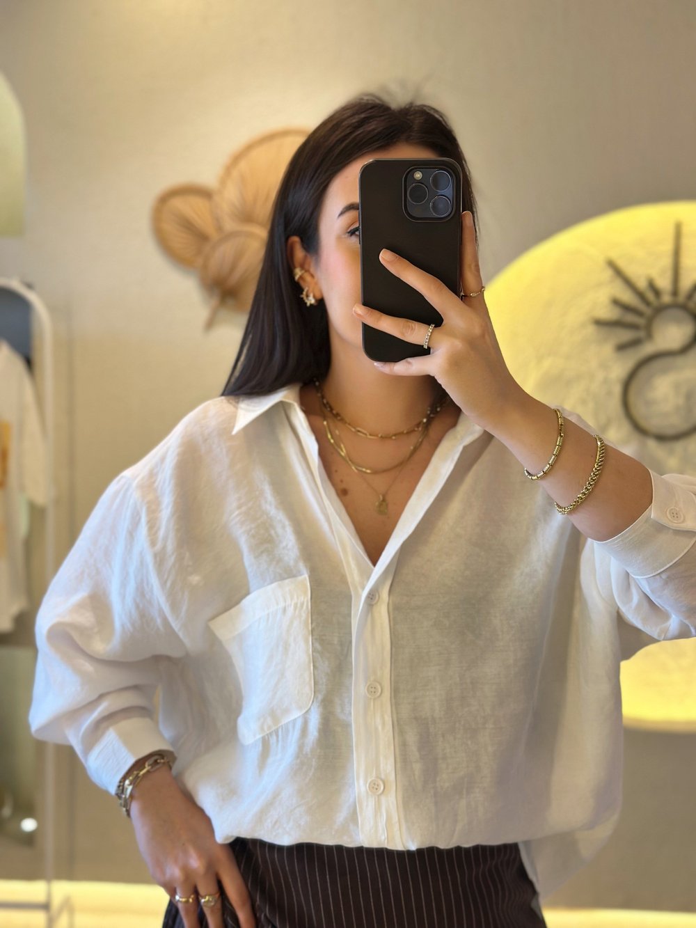 Düşük Omuzlu Oversize Gömlek