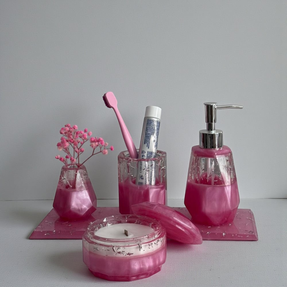 Pink Aura Banyo Sabunluk Seti