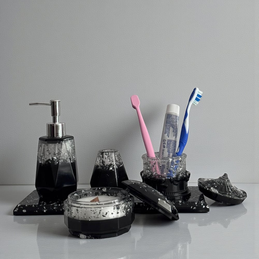 White Black Aura Banyo Sabunluk Seti