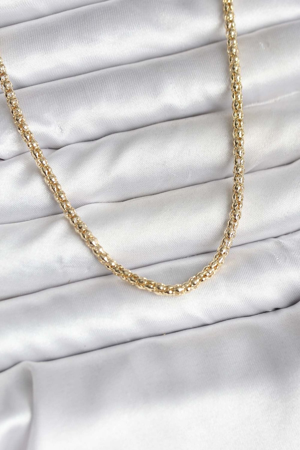 14K Gold Renk Kaplama Boru Zincir Model CM Kadın Kolye