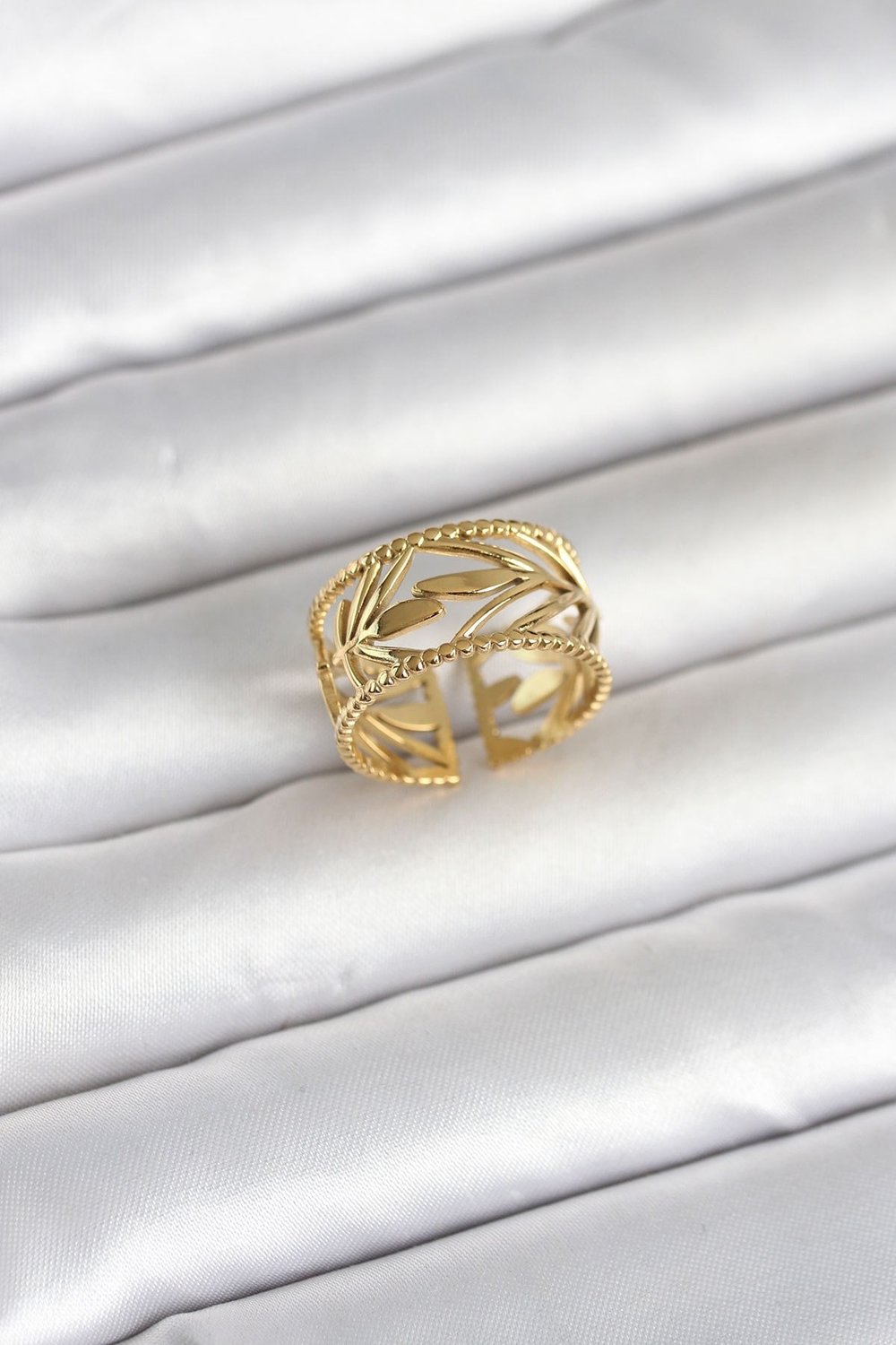 316L Çelik Gold Renk Başak Model Kadın Yüzük