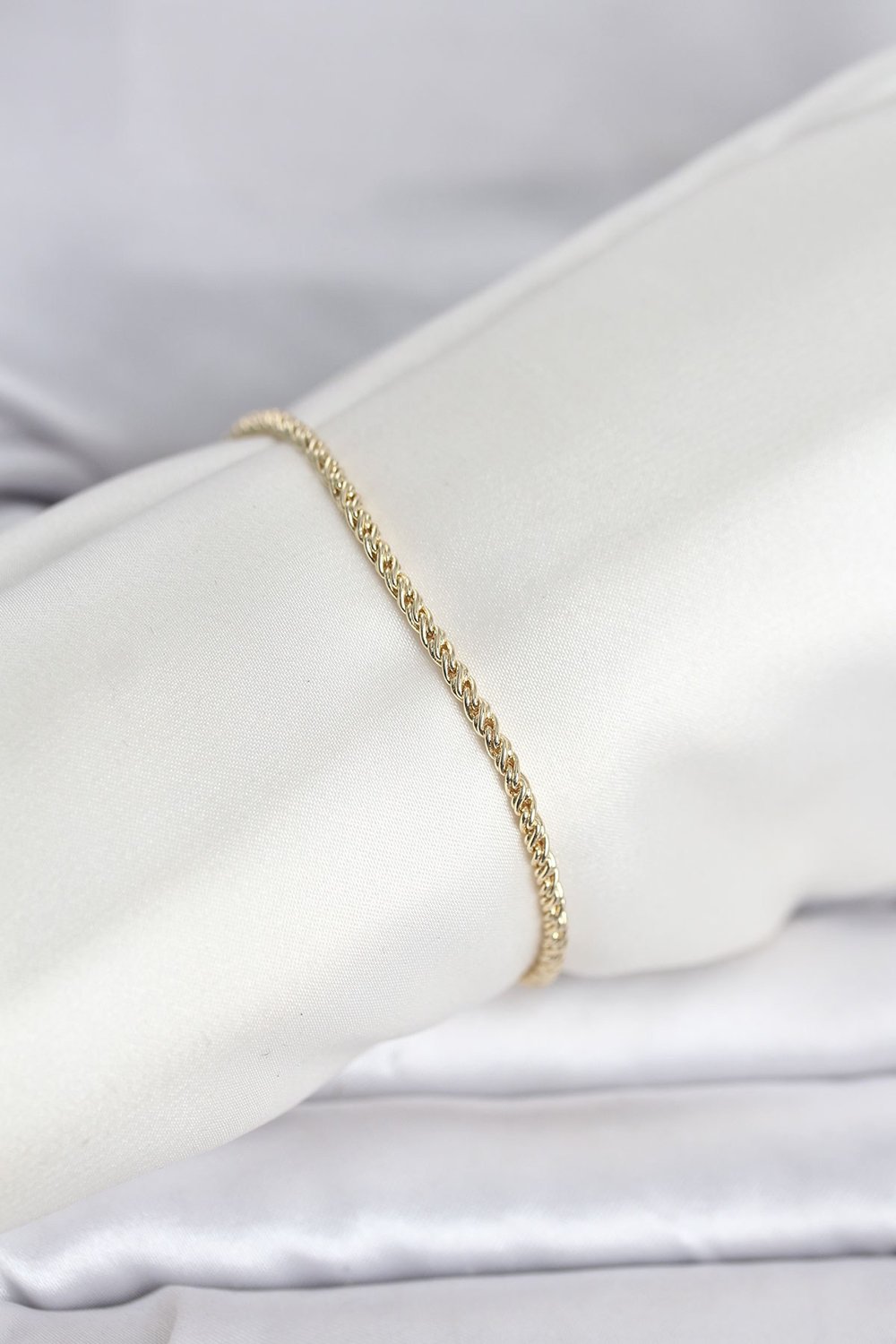 CM 14K Gold Renk Burgulu Zincir Model Kadın Bileklik
