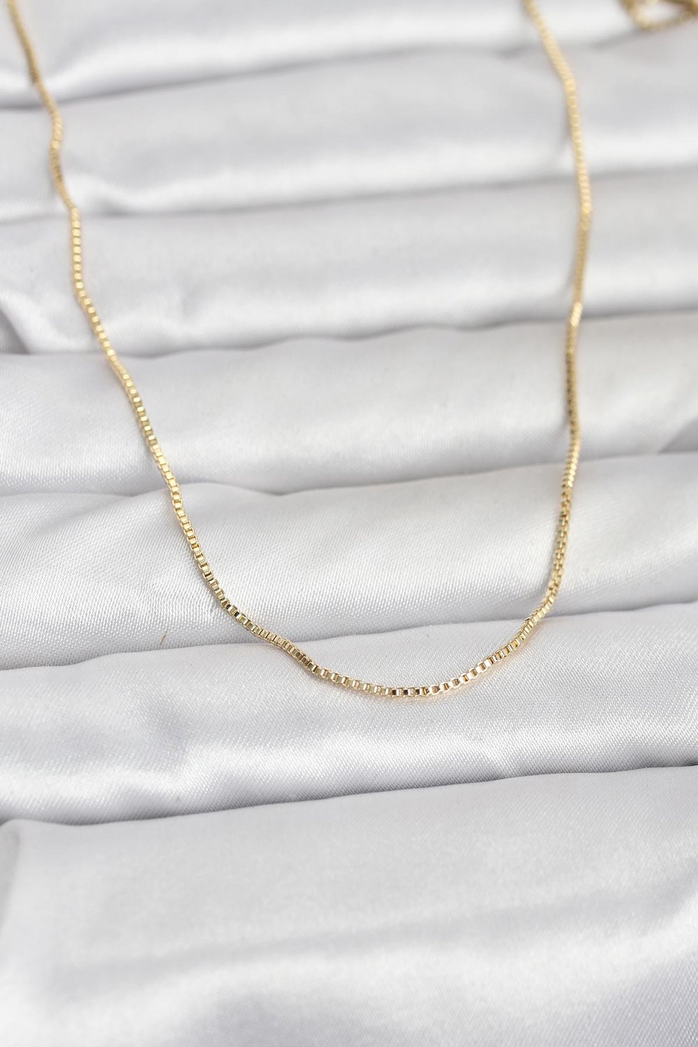 CM 14K Gold Renk İnce Kare Zincirli Model 60 cm Kadın Kolye