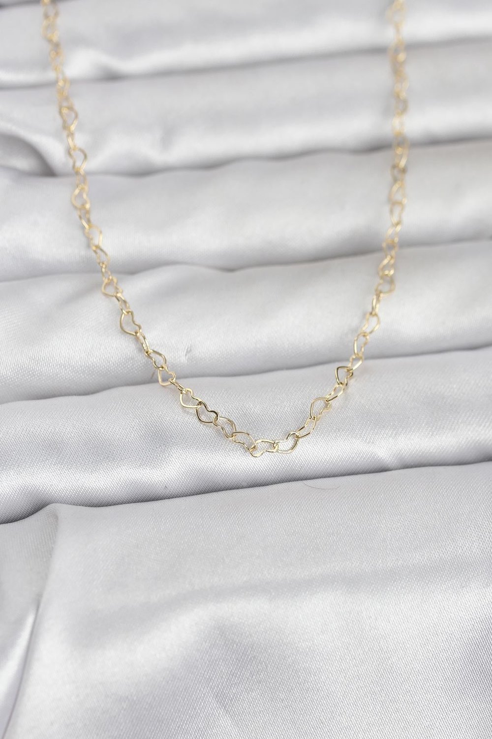 CM 14K Gold Renk Kalp Zincirli 60 cm Kadın Kolye