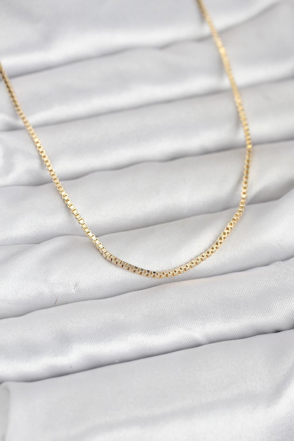 CM 14K Gold Renk Kare Zincirli Model 60 cm Kadın Kolye