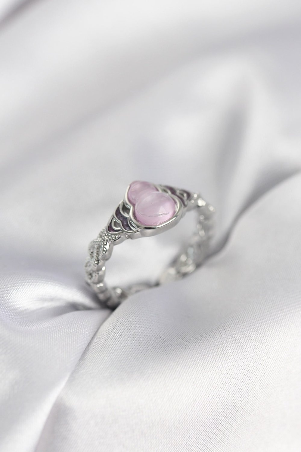 Gümüş Renk Pembe Damla Model Kadın Yüzük