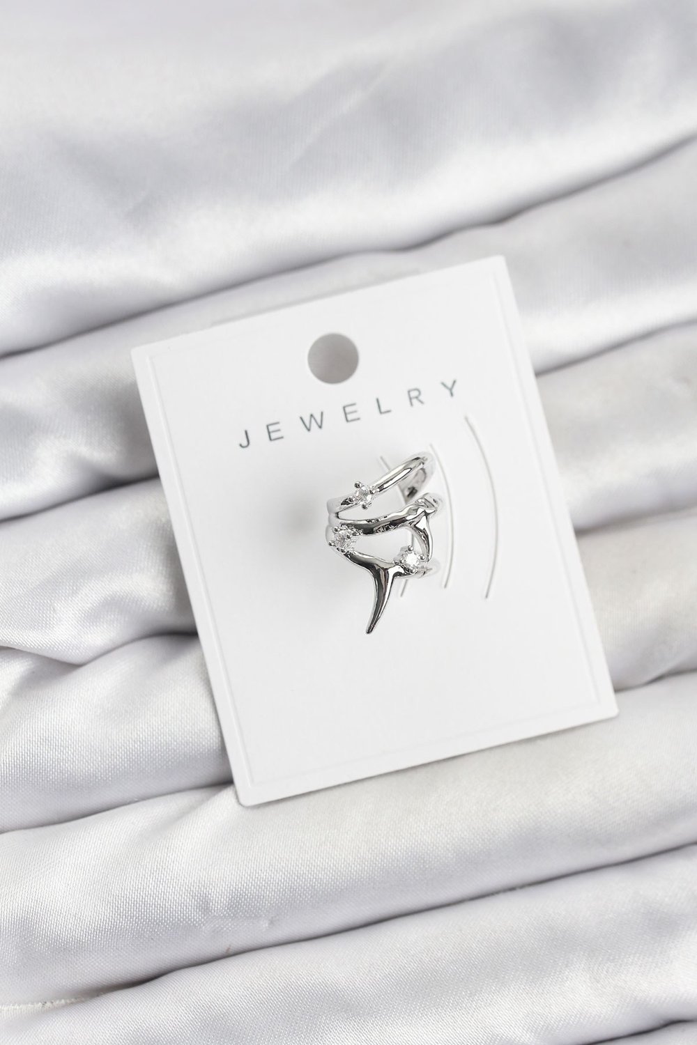 Gümüş Renk Pirinç Diken Model Kıkırdak Earcuff Küpe