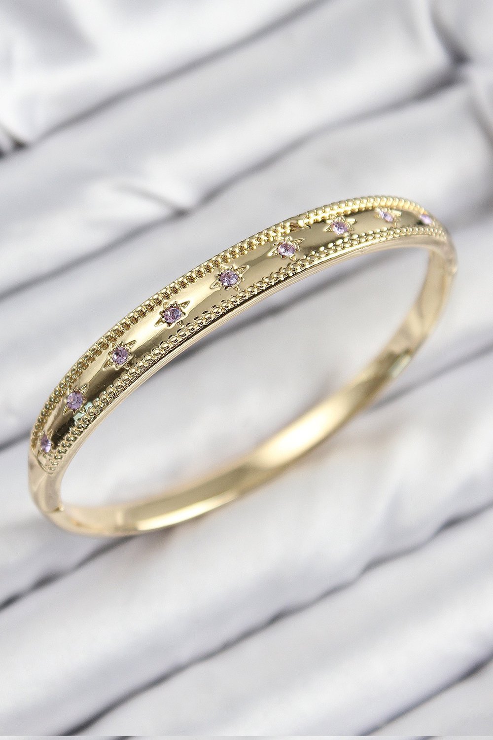 Pirinç Zirkon Taşlı Kutup Yıldızı Model Gold Renk Kadın Kelepçe