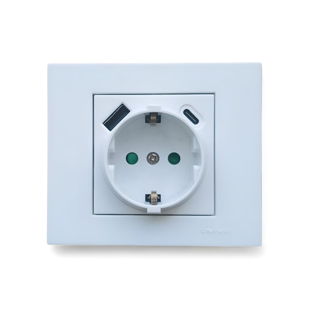 OVİVO Grano Beyaz Çocuk Korumalı Priz + Type-C & USB Şarj (3.1A)