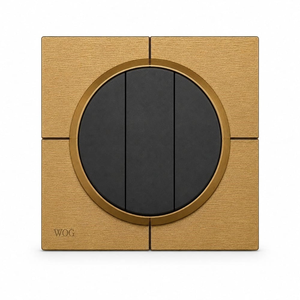 OVİVO WOG Nirvana Antik Gold Üçlü Anahtar (Metalik Siyah Düğmeli) - Çerçeve Dahil