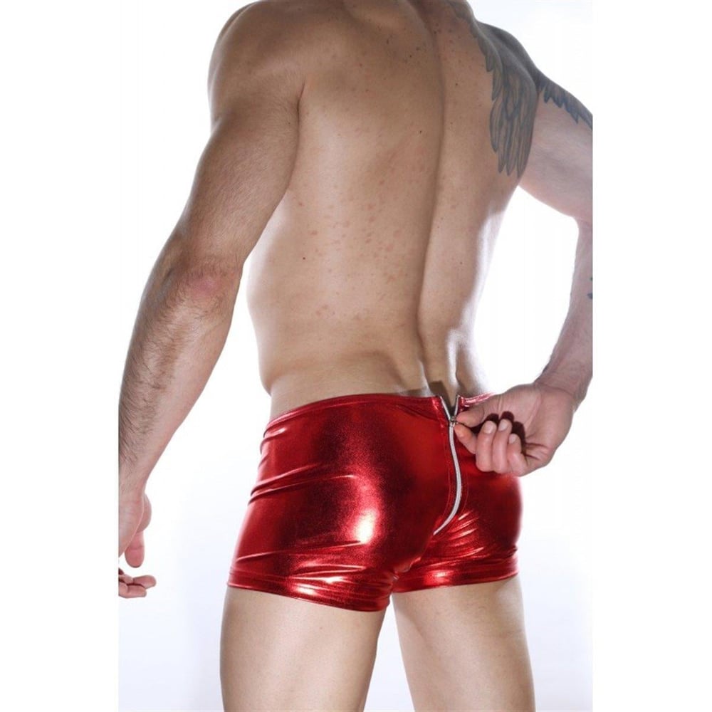 Erkek Kırmızı Renkli Fantezi Giyim Arkası Fermuarlı Boxer HF012113 