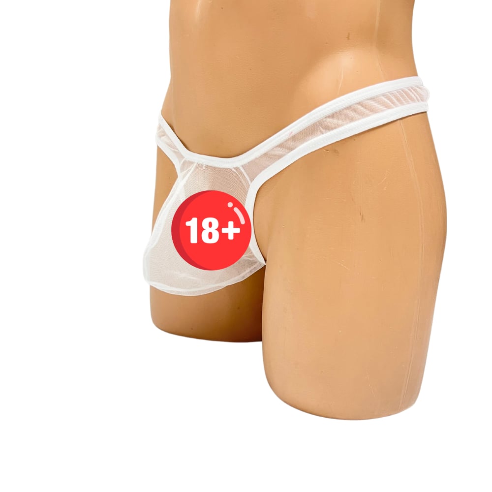 Beyaz Fantezi Giyim Transparan Tül Erkek String Tanga HF4584 