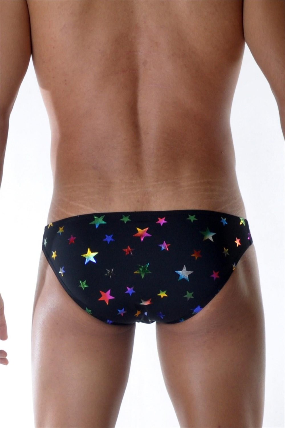 Erkek Siyah Fantezi Giyim Yıldız Desenli Slip HF111819 