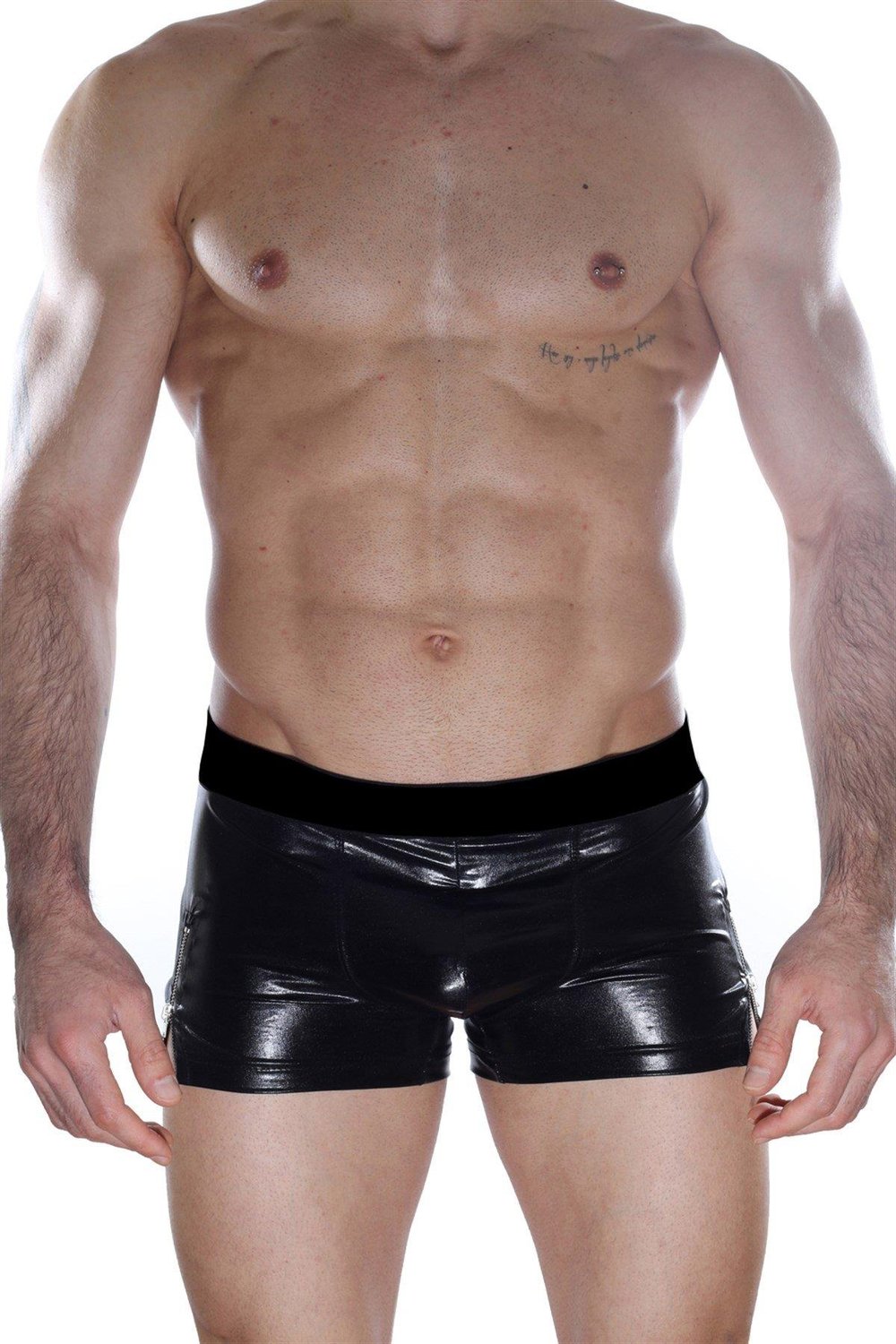 Erkek Siyah Fantezi Giyim Deri Görünümlü Boxer HF012104 