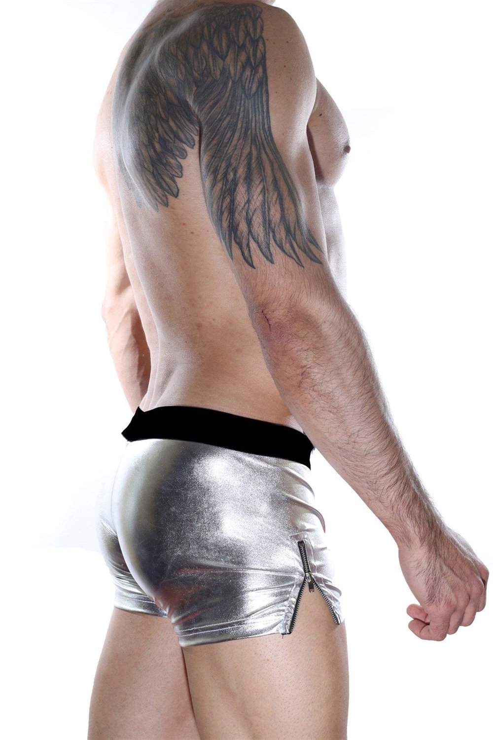 Erkek gümüş Gri Fantezi Giyim Deri Görünümlü Boxer HF012103 