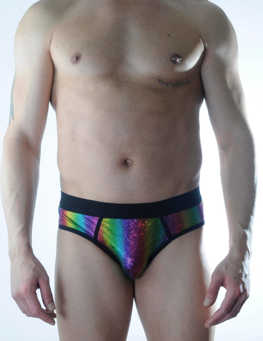Erkek Çok Renkli Fantezi Giyim Gökkuşağı Desenli Parlak Jockstrap HF301166 