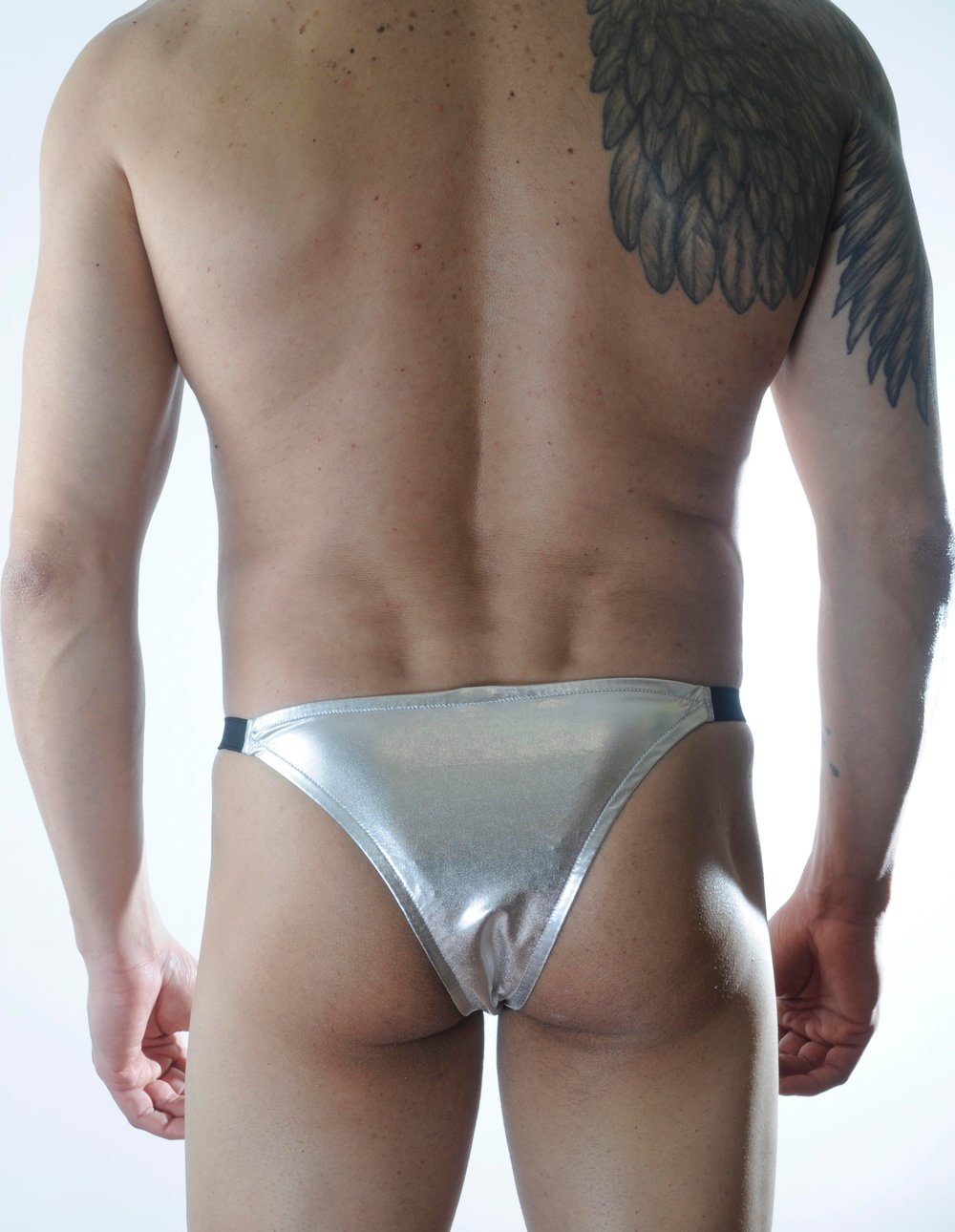 Erkek Gümüş Gri Fantezi Giyim Deri Görünümlü Slip HF301135 