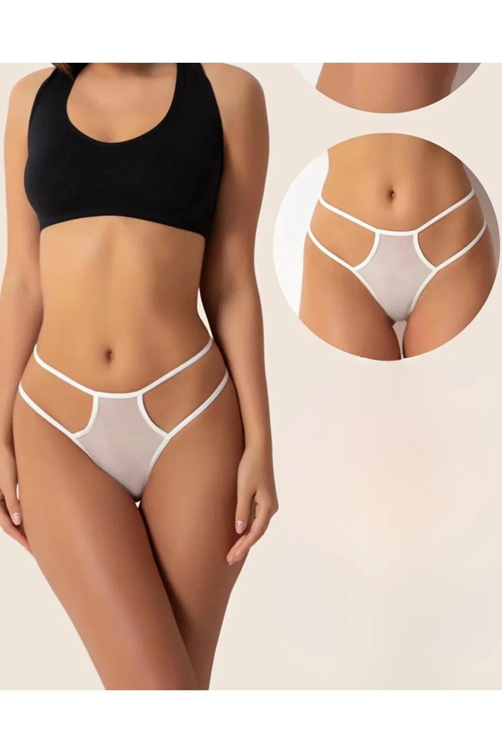Fantazi Beyaz Seksi TÜL Kadın String - Fantezi Tanga BC0039