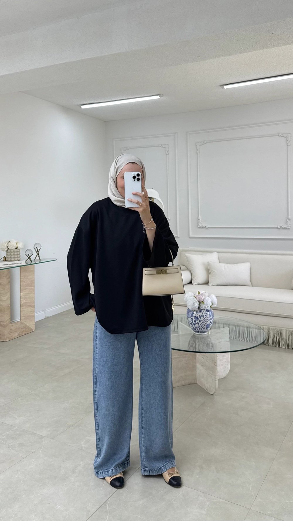 Kadın Basic Sweatshirt Tunik M52419- Siyah