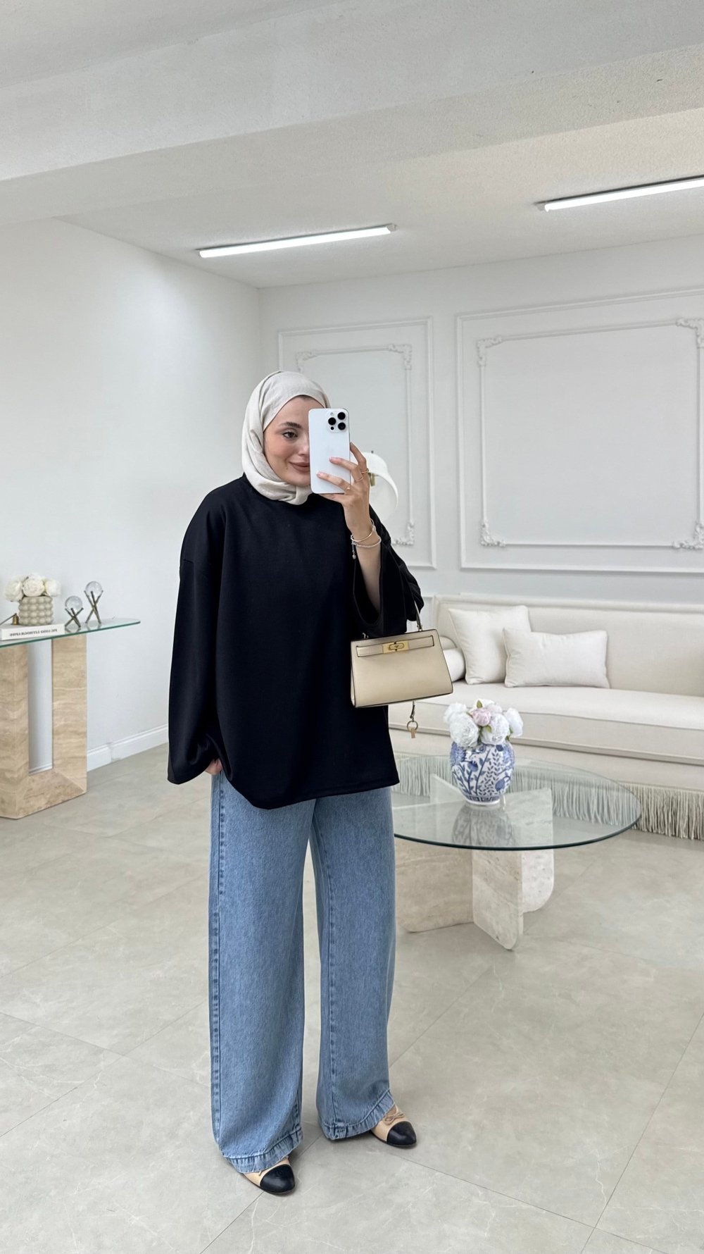 Kadın Basic Sweatshirt Tunik M52419- Siyah