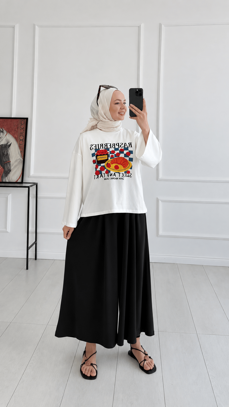 Kadın Beli Lastikli Bol Paça Dökümlü Pantolon - Siyah