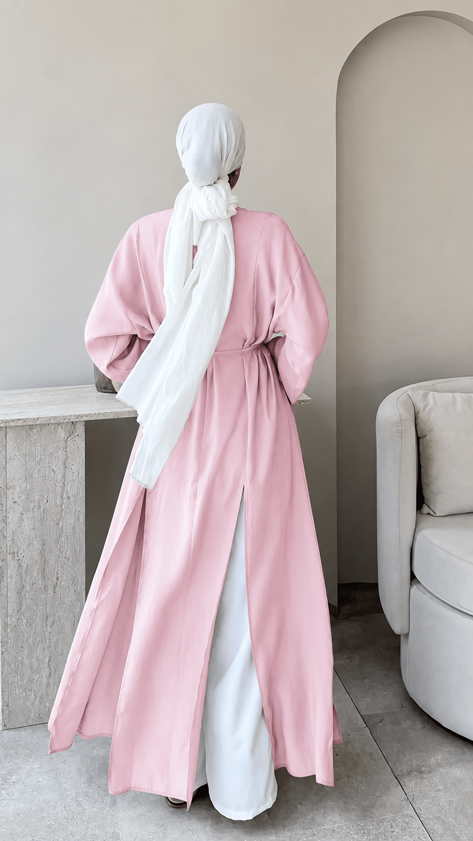 Kadın Fermuarlı Bel Bağlamalı Uzun Tunik M2665 - Pembe