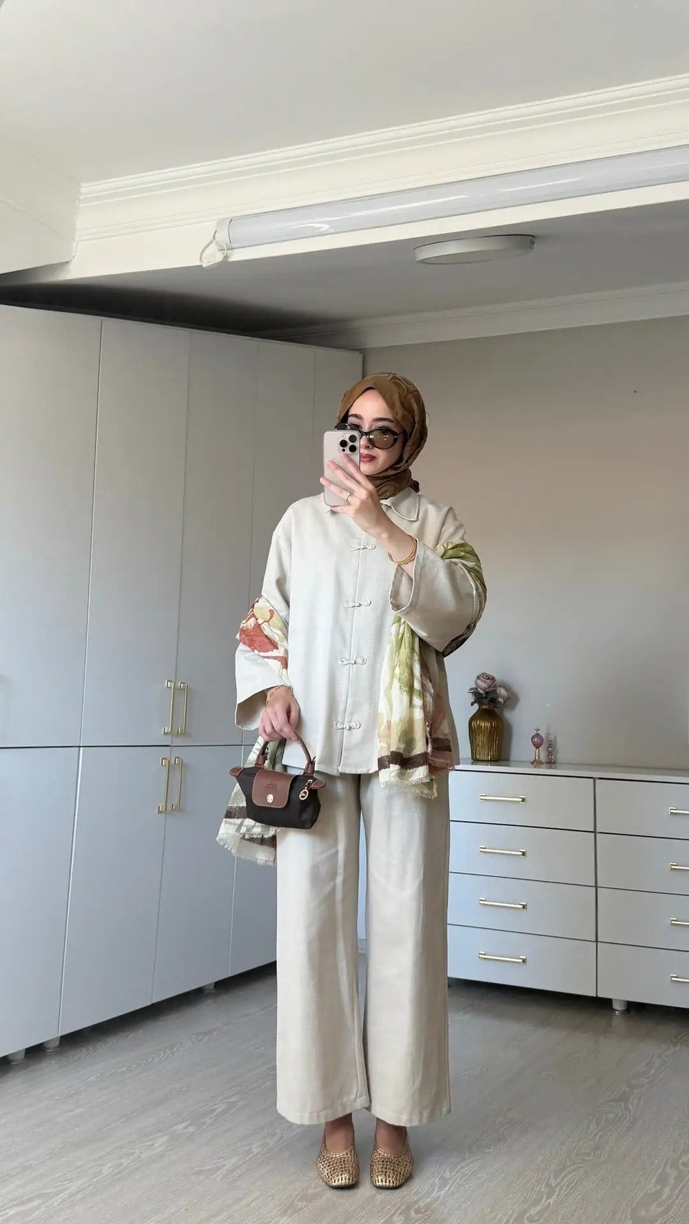 Kadın Premium Düğüm Düğme Detay Gabardin Pantolon Takım M62812 - Bej
